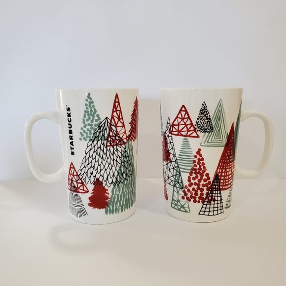 Starbucks Holiday Christmas Trees Tall‎ Coffee Cup Mug 16 Oz. NWOT - Picture 1 of 3
